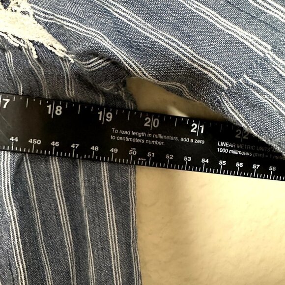 Cotton Bleu Women's Small Boho Style Top Chambury Striped Bubble Sleeve High Low - Picture 6 of 8